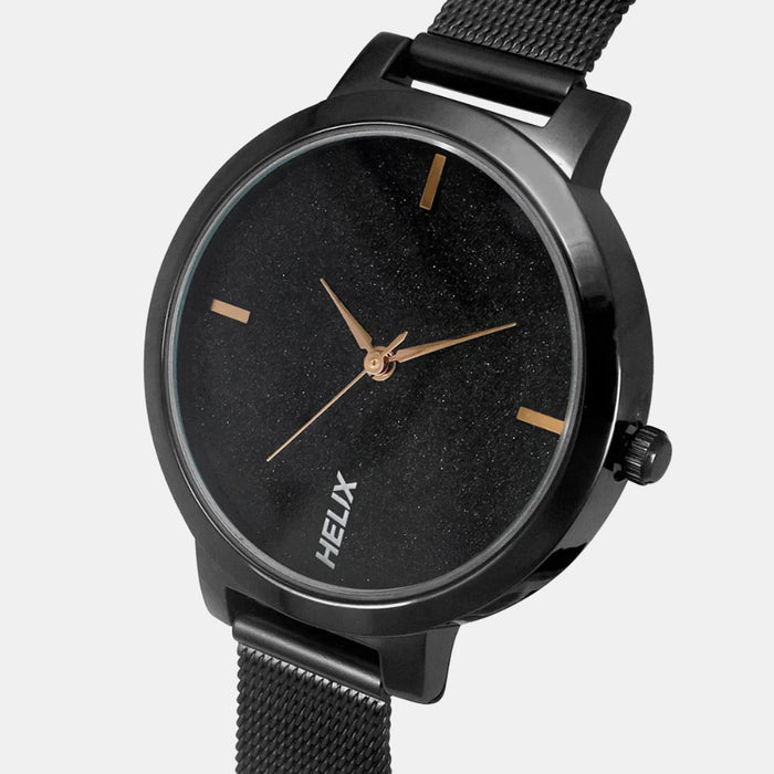 Women Quartz Black Dial Analog Stainless Steel Watch TW041HL22