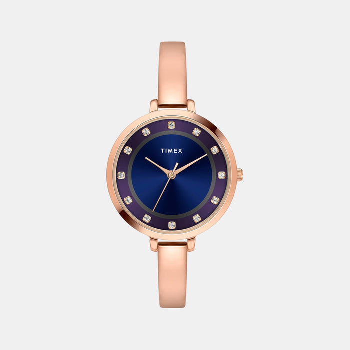 Women Quartz Blue Dial Analog Brass Watch TWEL12829-EX