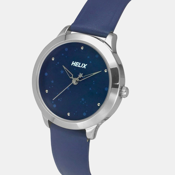 Women Quartz Blue Dial Analog Leather Watch TW022HL30