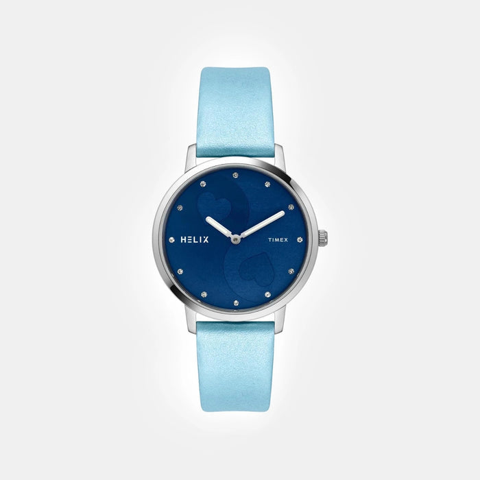 Women Quartz Blue Dial Analog Leather Watch TW056HL05T