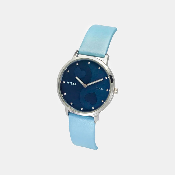Women Quartz Blue Dial Analog Leather Watch TW056HL05T
