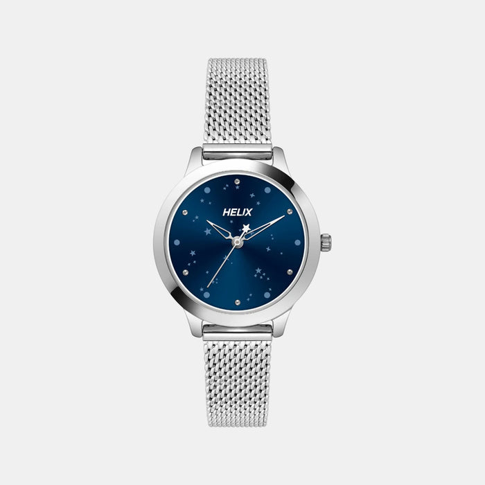 Women Quartz Blue Dial Analog Mesh Watch TW022HL34
