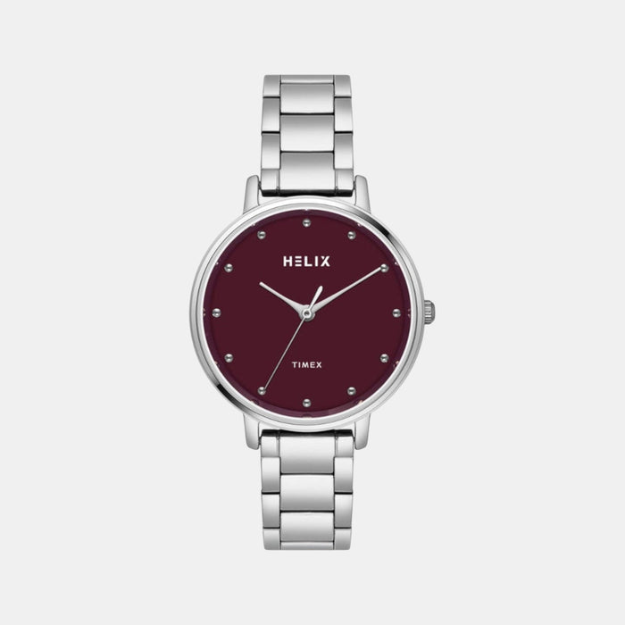 Women Quartz Burgundy Dial Analog Stainless Steel Watch TW056HL04