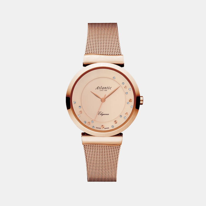Atlantic Women Quartz Copper Dial Analog Mesh Watch 29039.44.79MB-1