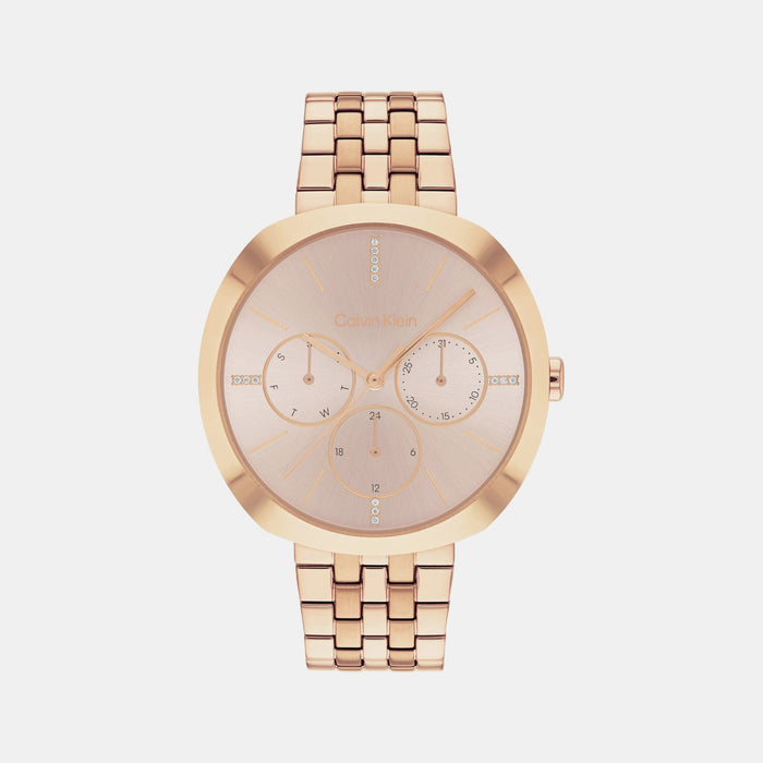 Women Quartz Gold Dial Multi-Function Stainless Steel Watch 25200419