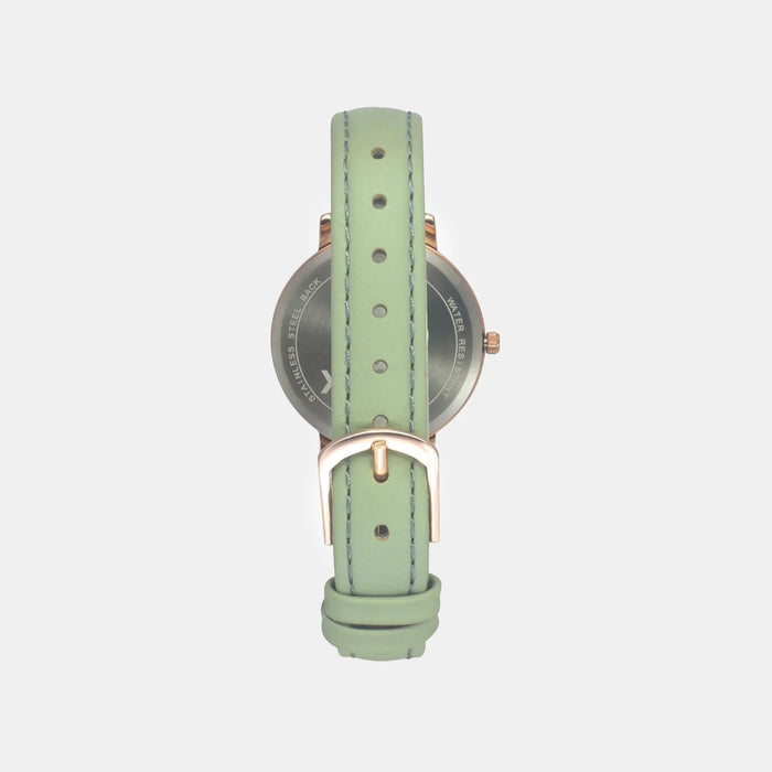 Women Quartz Green Dial Analog Leather Watch TW056HL00