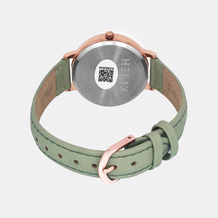Women Quartz Green Dial Analog Leather Watch TW056HL00