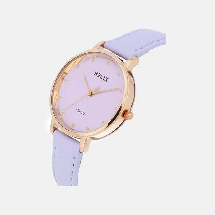 Women Quartz Lavender Dial Analog Leather Watch TW056HL02