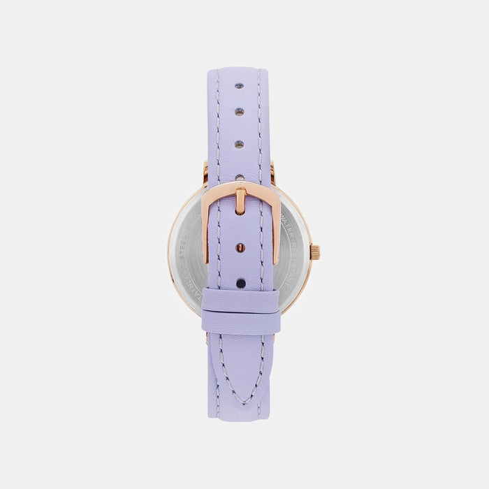 Women Quartz Lavender Dial Analog Leather Watch TW056HL02