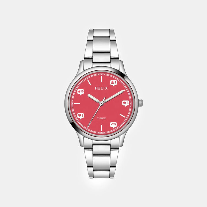 Women Quartz Pink Dial Analog Stainless Steel Watch TW060HL03T