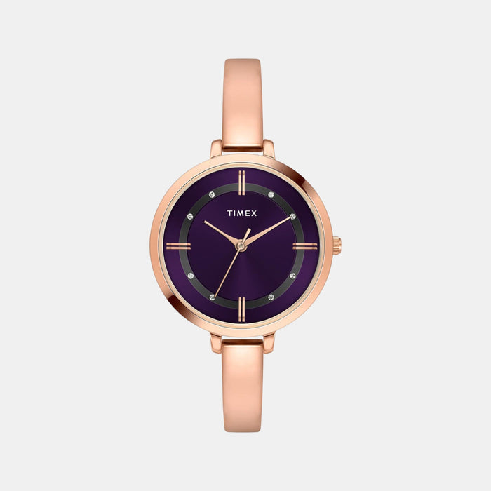 Women Quartz Purple Dial Analog Brass Watch TWEL12824-EX