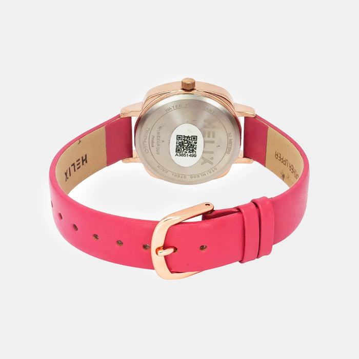 Women Quartz Red Dial Analog Leather Watch TW057HL01