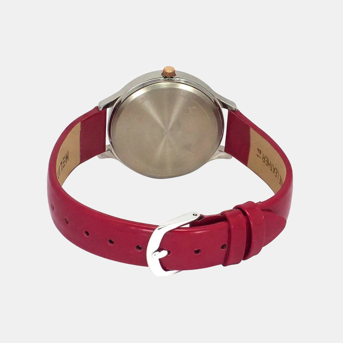 Women Quartz Red Dial Analog Leather Watch TW060HL00T
