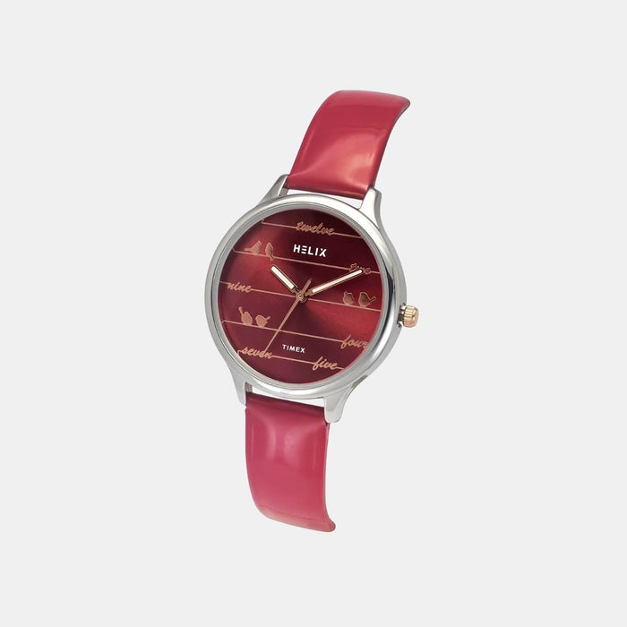 Women Quartz Red Dial Analog Leather Watch TW060HL00T