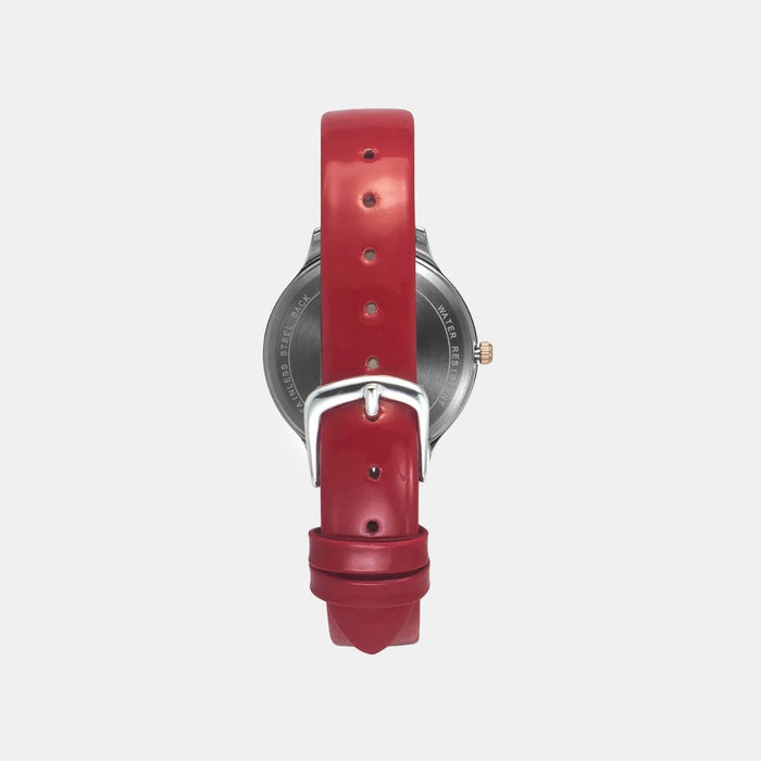 Women Quartz Red Dial Analog Leather Watch TW060HL00T