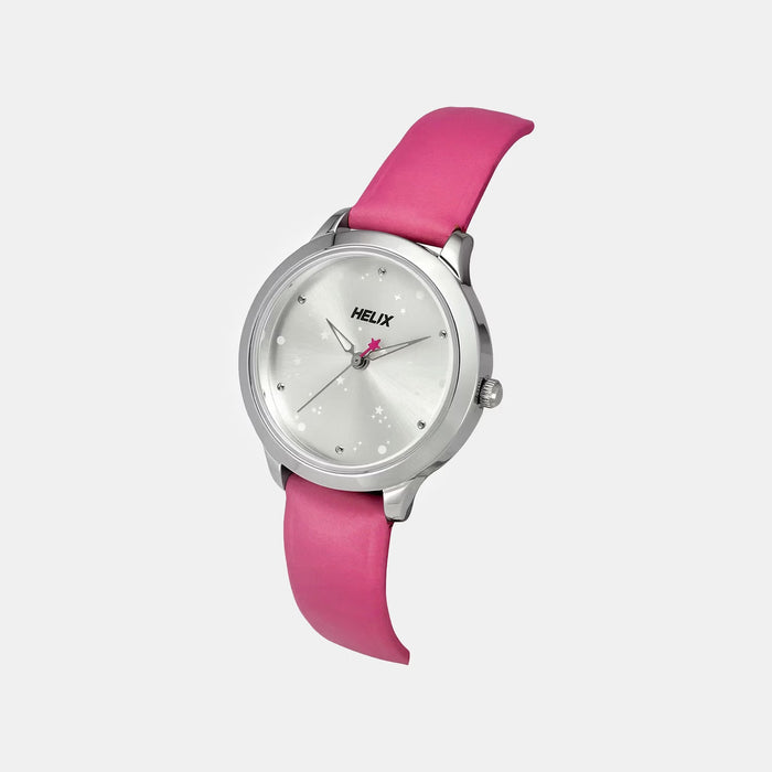 Women Quartz Silver Dial Analog Leather Watch TW022HL29