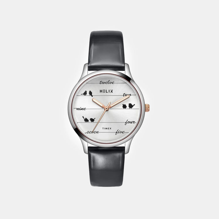 Women Quartz Silver Dial Analog Leather Watch TW060HL01T