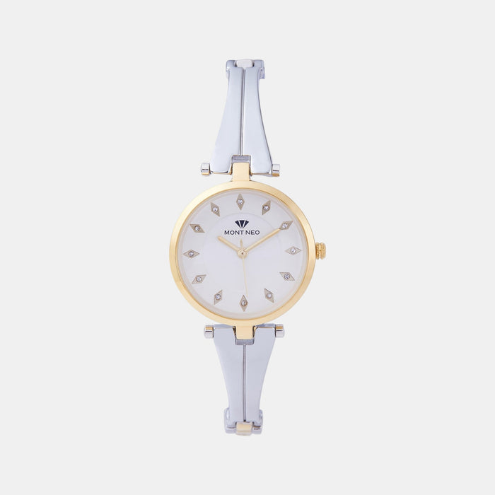 Women Quartz Silver Dial Analog Metal Watch 2003T-M1203
