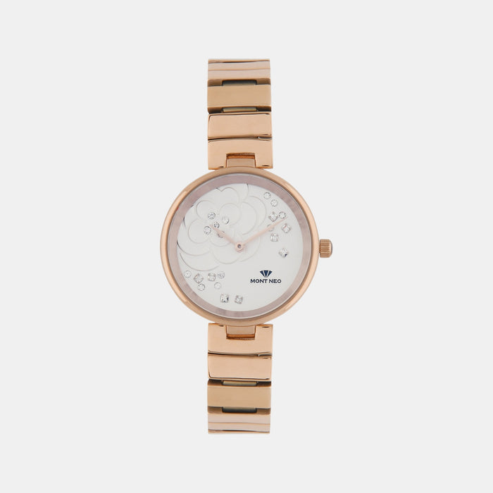 Women Quartz Silver Dial Analog Stainless Steel Watch 7504B-M3303