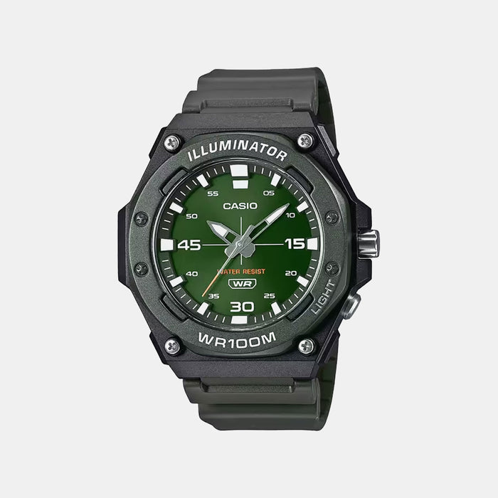 Youth Men Quartz Green Dial Analog Resin Watch D357