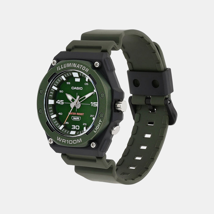 Youth Men Quartz Green Dial Analog Resin Watch D357