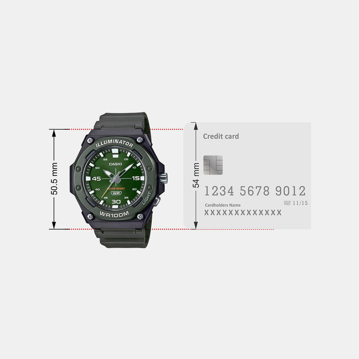 Youth Men Quartz Green Dial Analog Resin Watch D357