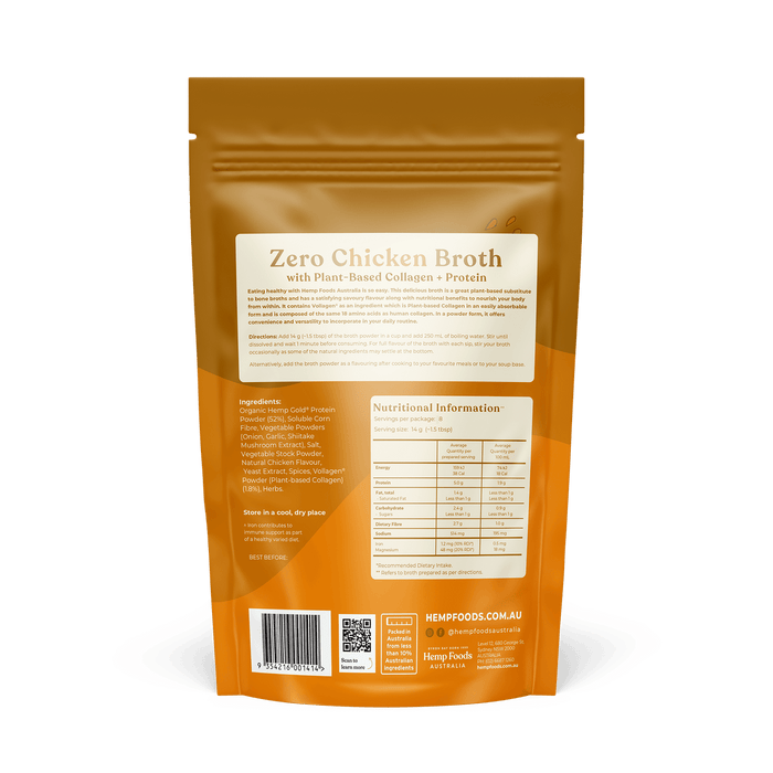 Zero Chicken Broth - 112g - Hemp Foods Australia
