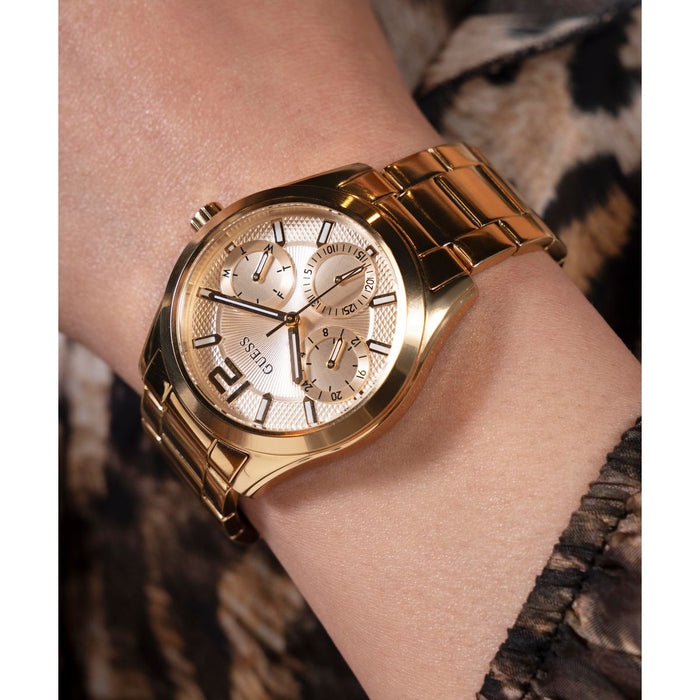 Zoe Women Quartz Champagne Dial Multi-Function Stainless Steel Watch Gw0760L2